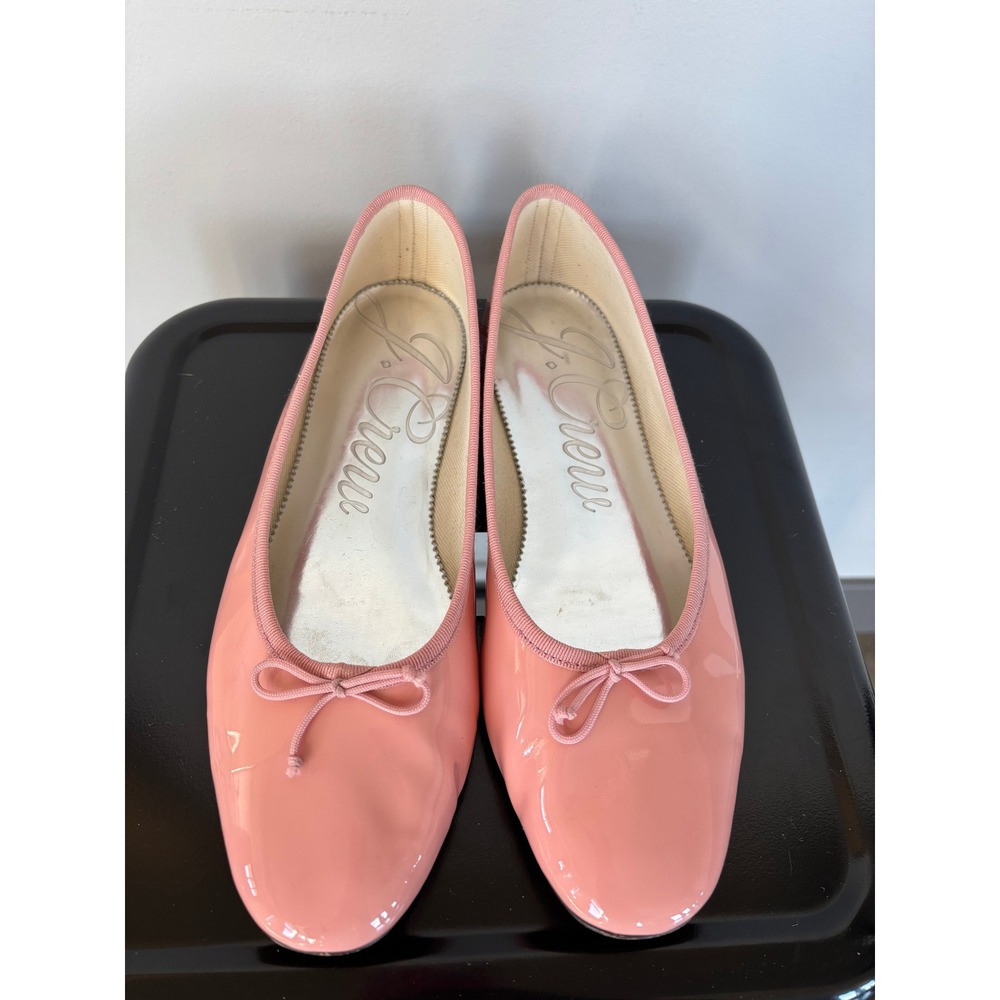 J.Crew Pink Patent Leather Ballet Flats Round Toe Bow Detail Size 9.5